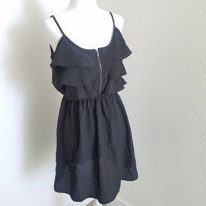 Zipper Front Ruffle Summer Dress